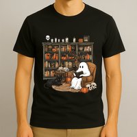 Retro Ghost Reading Books T-Shirt