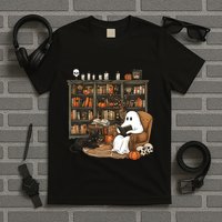 Retro Ghost Reading Books T-Shirt