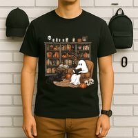 Retro Ghost Reading Books T-Shirt