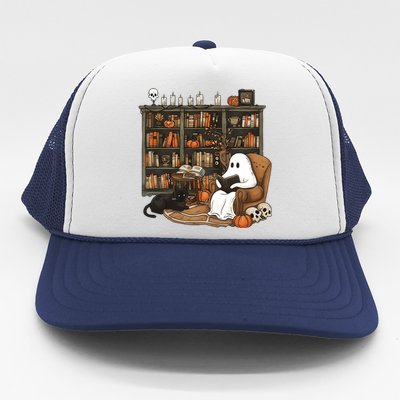 Retro Ghost Reading Books Trucker Hat