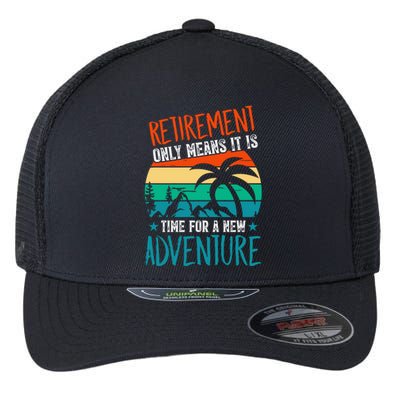 Retirement Gift Retired New Adventure Flexfit Unipanel Trucker Cap