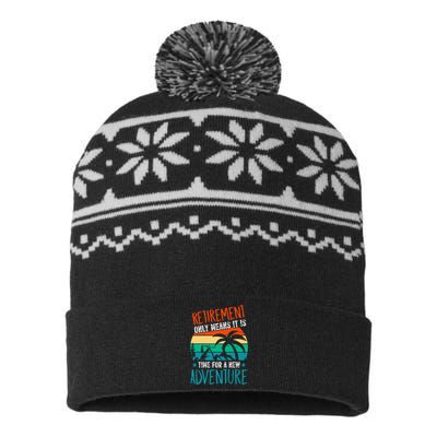 Retirement Gift Retired New Adventure USA-Made Snowflake Beanie