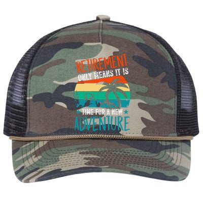 Retirement Gift Retired New Adventure Retro Rope Trucker Hat Cap