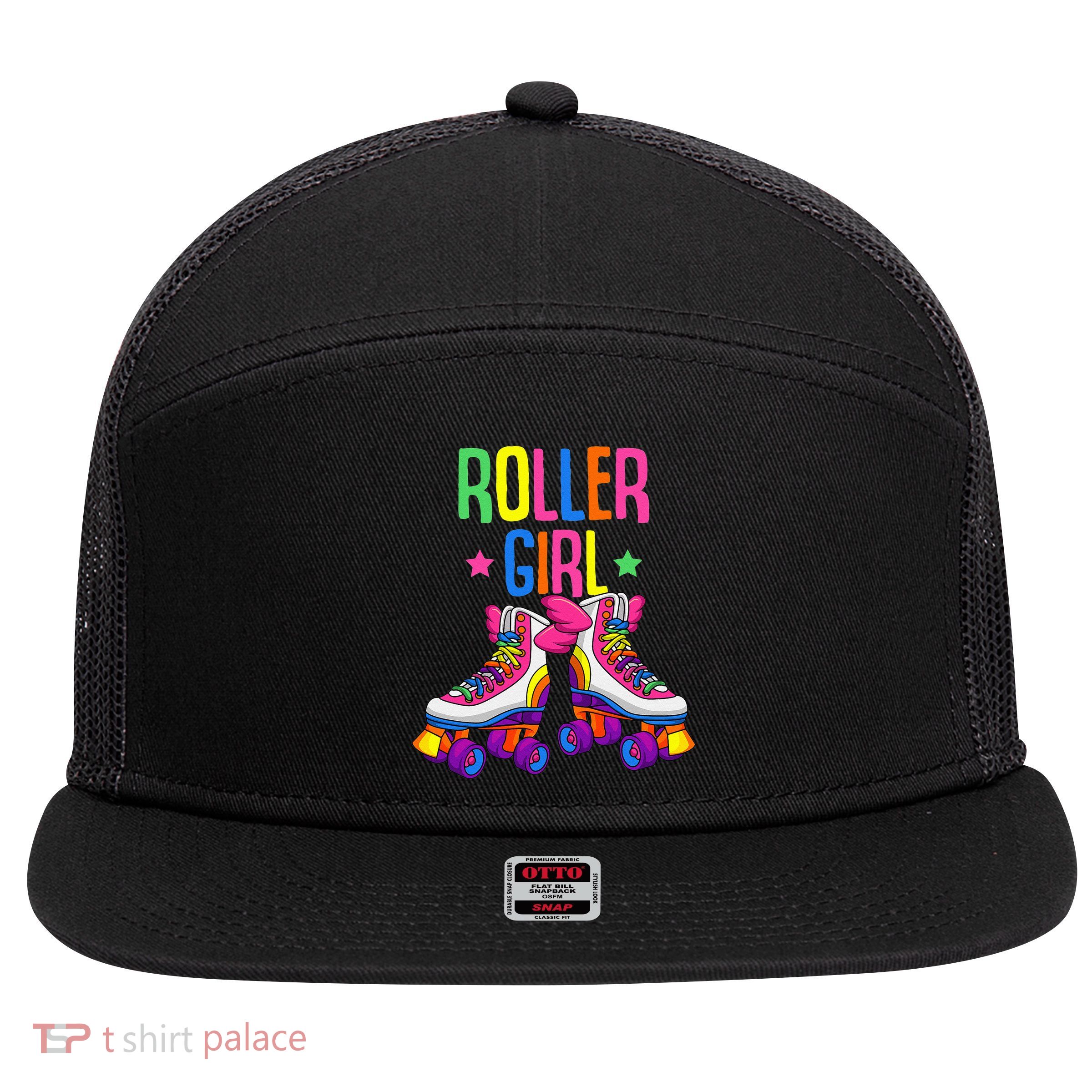 Roller Girl Roller Skates Skating 7 Panel Mesh Trucker Snapback Hat
