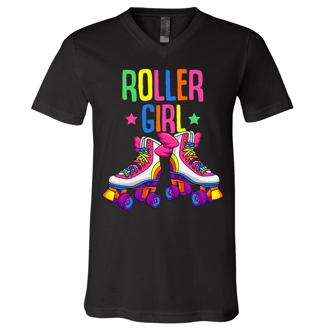Roller Girl Roller Skates Skating V-Neck T-Shirt
