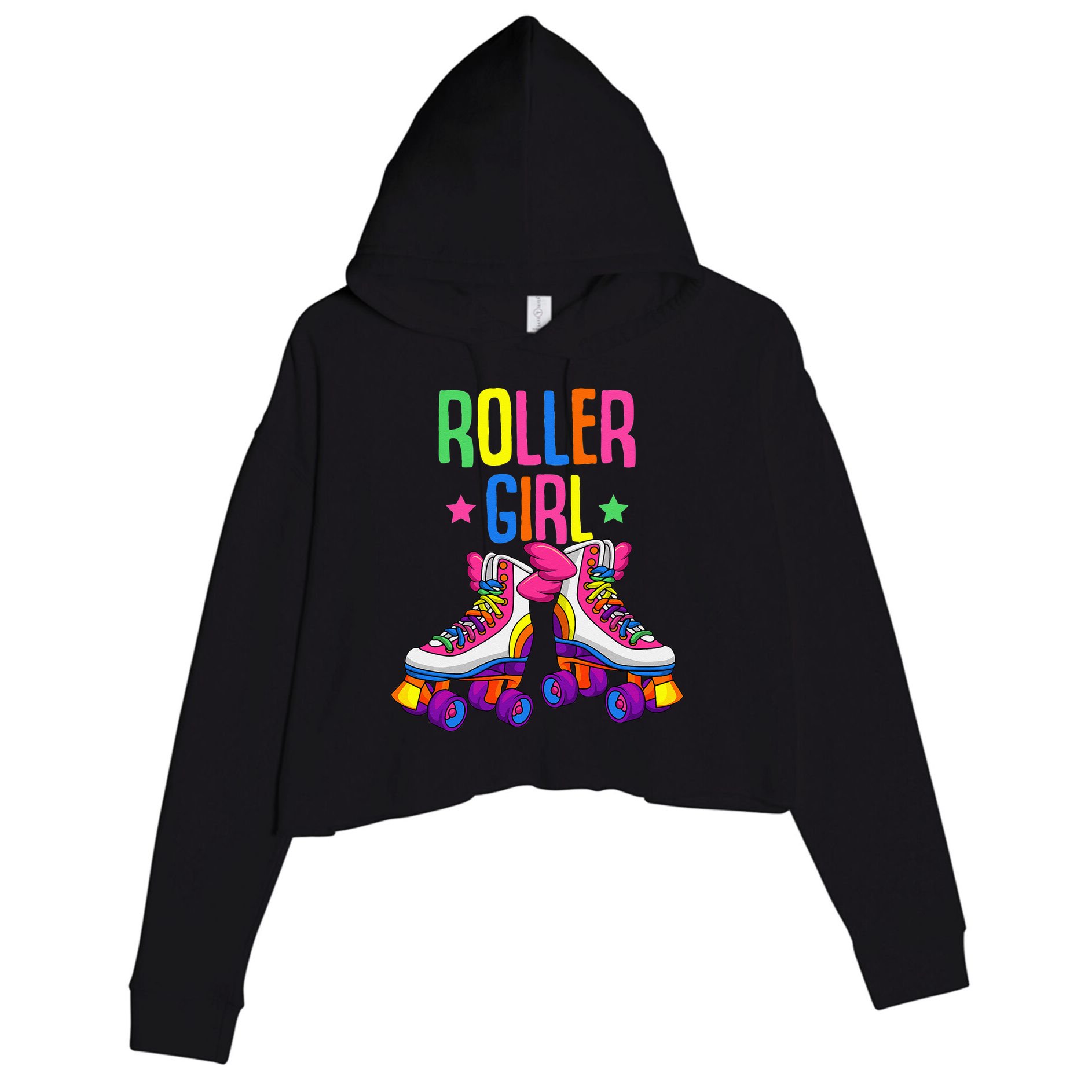 Roller Girl Roller Skates Skating Crop Fleece Hoodie