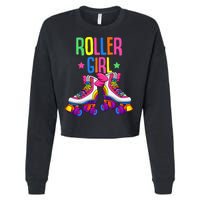 Roller Girl Roller Skates Skating Cropped Pullover Crew