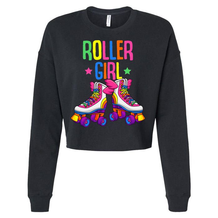 Roller Girl Roller Skates Skating Cropped Pullover Crew