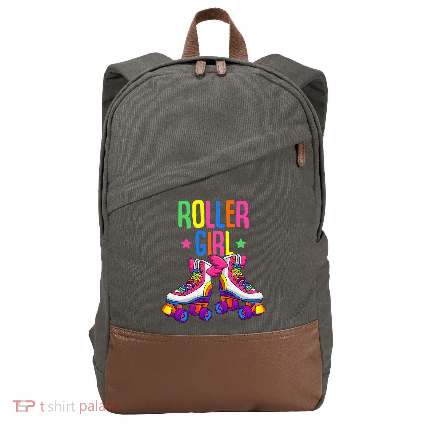 Roller Girl Roller Skates Skating Cotton Canvas Backpack