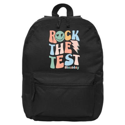 Retro Groovy Rock The Test Testing Day Teacher Student 16 in Basic Backpack