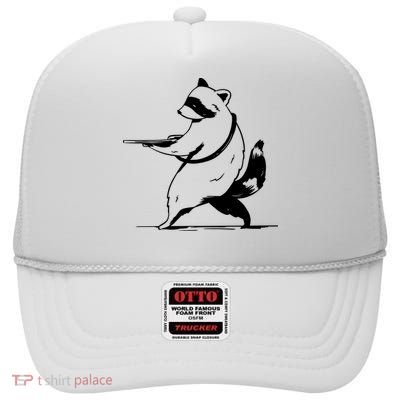 Raccoon Gun High Crown Mesh Back Trucker Hat