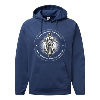 Real Grandpas Ride Motorcycle Funny Quote Great Gift Performance Fleece Hoodie