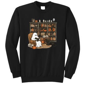 Retro Ghost Reading Books Librarian Ghost Halloween Sweatshirt