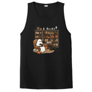 Retro Ghost Reading Books Librarian Ghost Halloween PosiCharge Competitor Tank