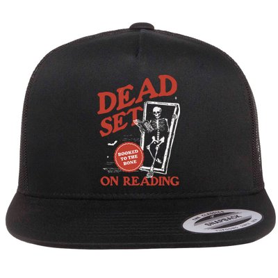 Retro Ghost Reading Books Flat Bill Trucker Hat