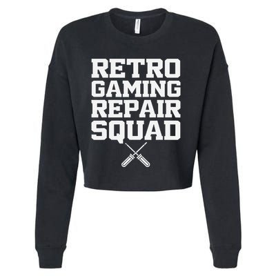 Retro Gaming Repair Vintage Console Restoration Arcade Fix Cropped Pullover Crew