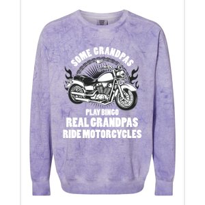 Real Grandpas Ride Motorcycles Funny Grandpa Biking Biker Gift Colorblast Crewneck Sweatshirt