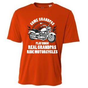 Real Grandpas Ride Motorcycles Funny Grandpa Biking Biker Gift Cooling Performance Crew T-Shirt