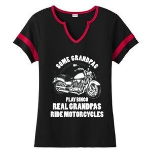 Real Grandpas Ride Motorcycles Funny Grandpa Biking Biker Gift Ladies Halftime Notch Neck Tee