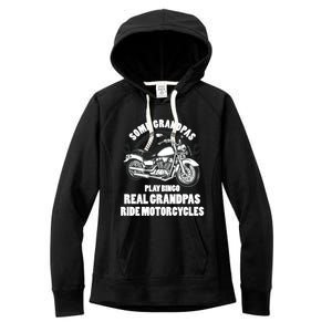 Real Grandpas Ride Motorcycles Funny Grandpa Biking Biker Gift Women's Fleece Hoodie