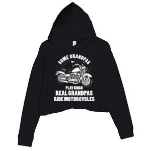 Real Grandpas Ride Motorcycles Funny Grandpa Biking Biker Gift Crop Fleece Hoodie