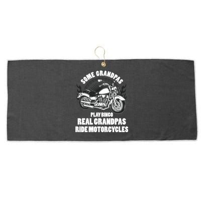 Real Grandpas Ride Motorcycles Funny Grandpa Biking Biker Gift Large Microfiber Waffle Golf Towel