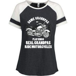 Real Grandpas Ride Motorcycles Funny Grandpa Biking Biker Gift Enza Ladies Jersey Colorblock Tee