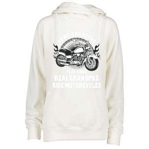 Real Grandpas Ride Motorcycles Funny Grandpa Biking Biker Gift Womens Funnel Neck Pullover Hood