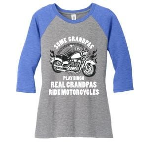 Real Grandpas Ride Motorcycles Funny Grandpa Biking Biker Gift Women's Tri-Blend 3/4-Sleeve Raglan Shirt