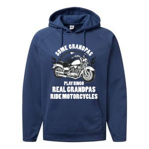 Real Grandpas Ride Motorcycles Funny Grandpa Biking Biker Gift Performance Fleece Hoodie