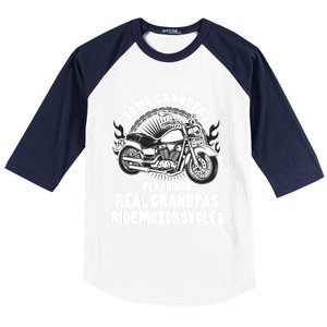 Real Grandpas Ride Motorcycles Funny Grandpa Biking Biker Gift Baseball Sleeve Shirt