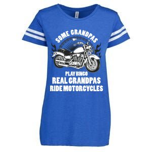 Real Grandpas Ride Motorcycles Funny Grandpa Biking Biker Gift Enza Ladies Jersey Football T-Shirt