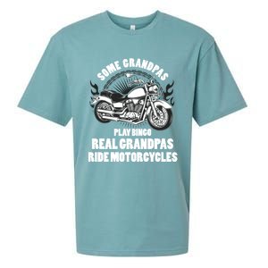 Real Grandpas Ride Motorcycles Funny Grandpa Biking Biker Gift Sueded Cloud Jersey T-Shirt