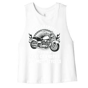 Real Grandpas Ride Motorcycles Funny Grandpa Biking Biker Gift Women's Racerback Cropped Tank