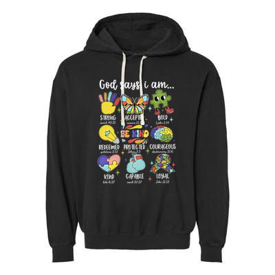 Retro God Says I Am Autism Be Kind Puzzle Autism Awareness Gift Garment-Dyed Fleece Hoodie