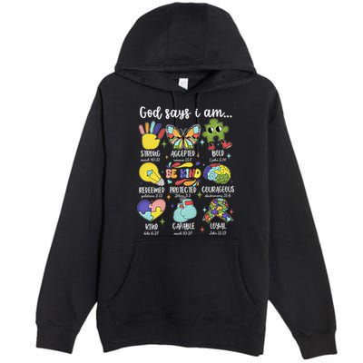 Retro God Says I Am Autism Be Kind Puzzle Autism Awareness Gift Premium Pullover Hoodie