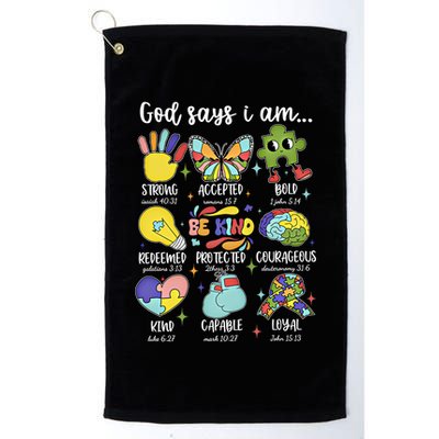 Retro God Says I Am Autism Be Kind Puzzle Autism Awareness Gift Golf Towel