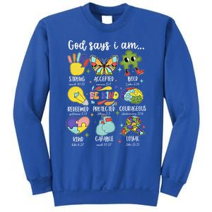 Retro God Says I Am Autism Be Kind Puzzle Autism Awareness Gift Sweatshirt