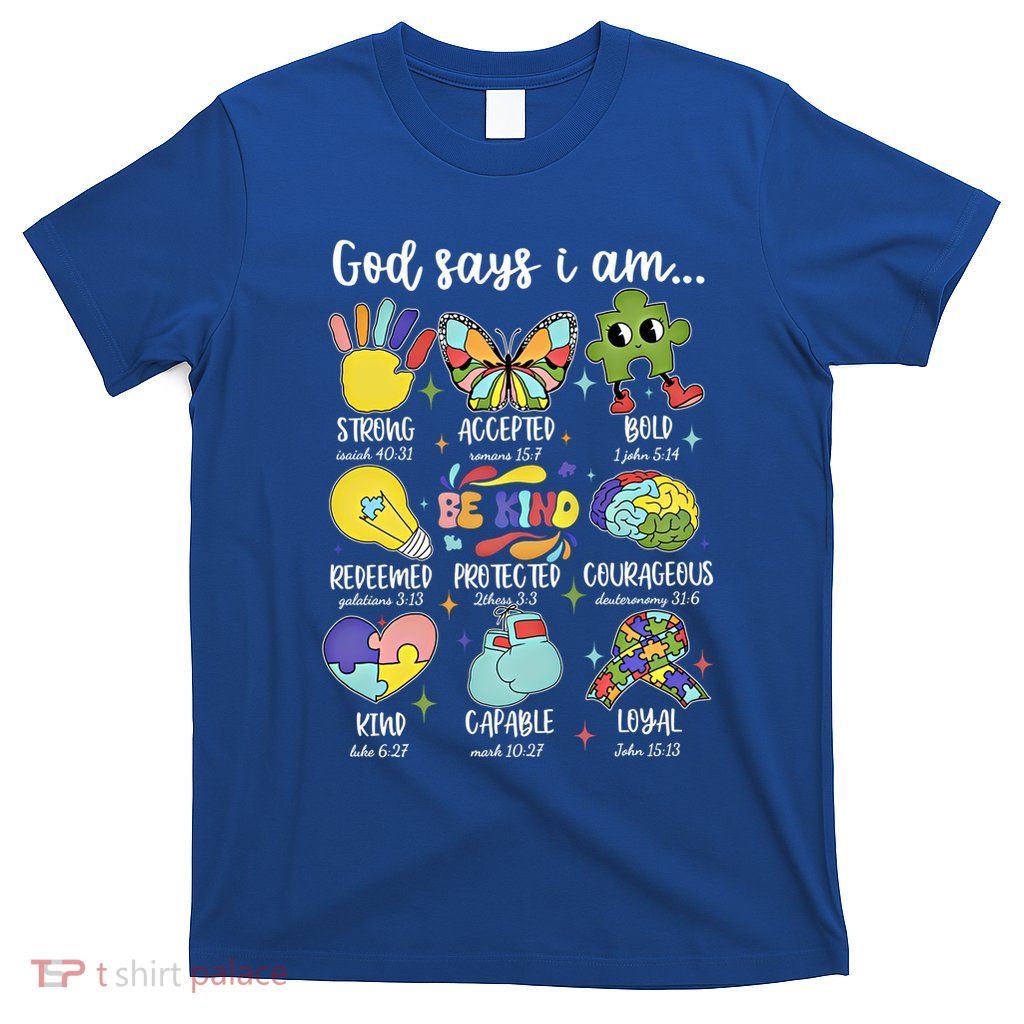 Retro God Says I Am Autism Be Kind Puzzle Autism Awareness Gift T-Shirt