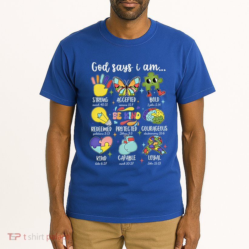 Retro God Says I Am Autism Be Kind Puzzle Autism Awareness Gift Tall T-Shirt