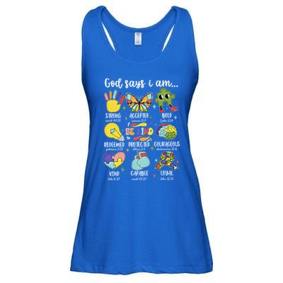 Retro God Says I Am Autism Be Kind Puzzle Autism Awareness Gift Ladies Essential Flowy Tank
