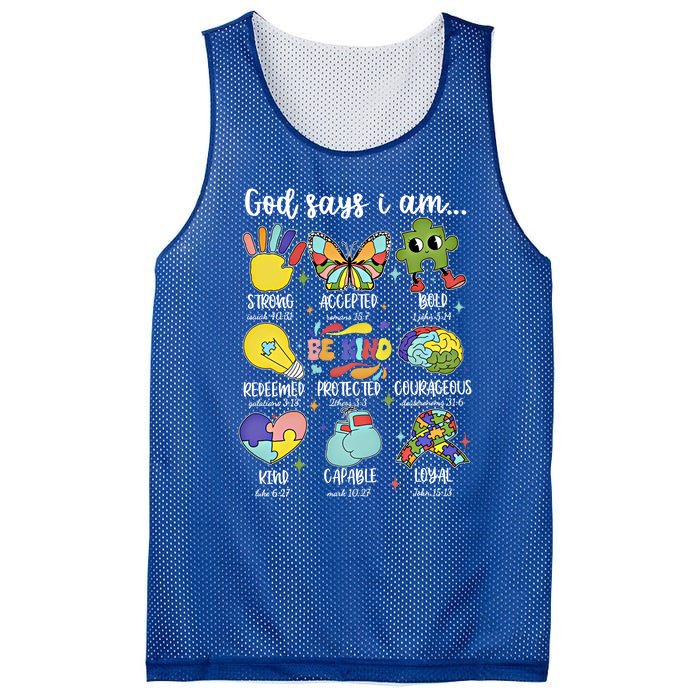 Retro God Says I Am Autism Be Kind Puzzle Autism Awareness Gift Mesh Reversible Basketball Jersey Tank