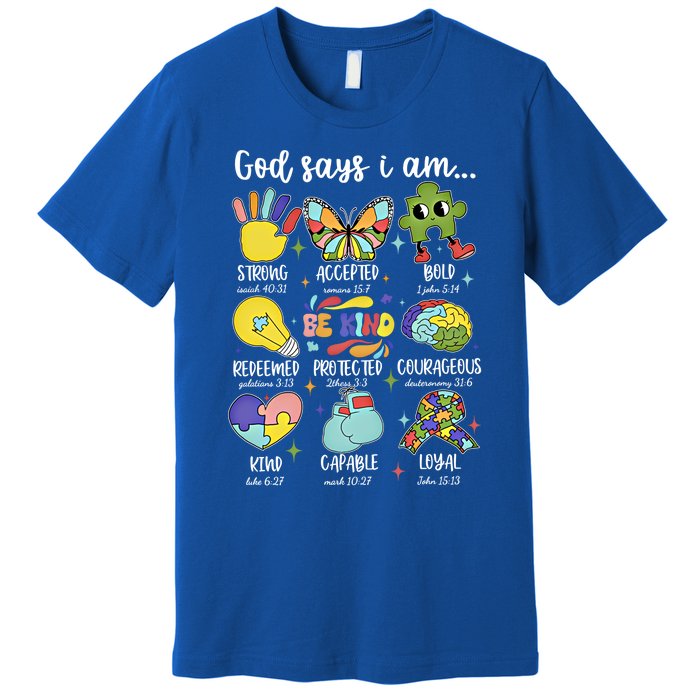 Retro God Says I Am Autism Be Kind Puzzle Autism Awareness Gift Premium T-Shirt