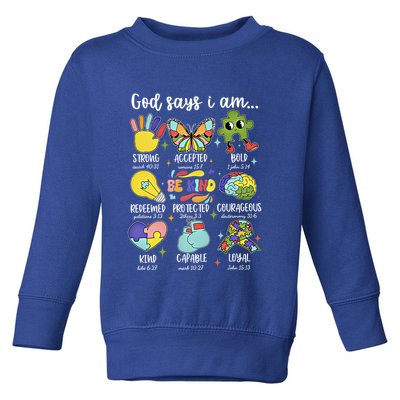 Retro God Says I Am Autism Be Kind Puzzle Autism Awareness Gift Toddler Sweatshirt