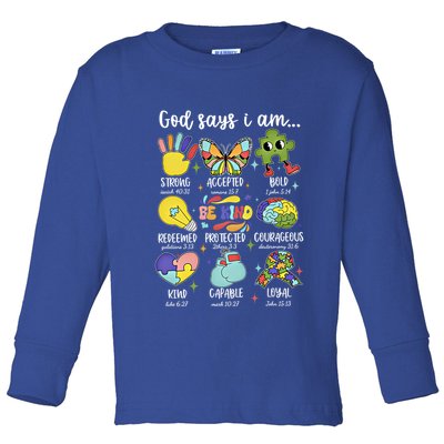 Retro God Says I Am Autism Be Kind Puzzle Autism Awareness Gift Toddler Long Sleeve Shirt