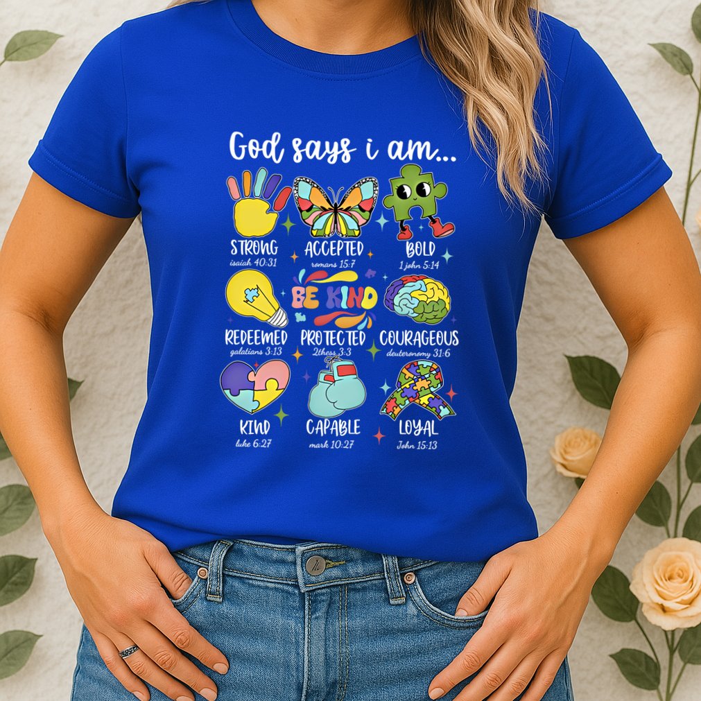 Retro God Says I Am Autism Be Kind Puzzle Autism Awareness Gift Womens T-Shirt