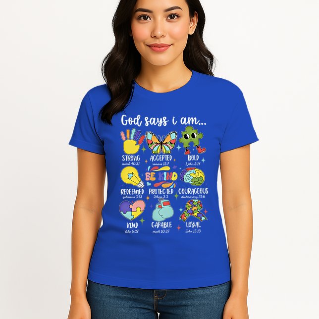 Retro God Says I Am Autism Be Kind Puzzle Autism Awareness Gift Womens T-Shirt