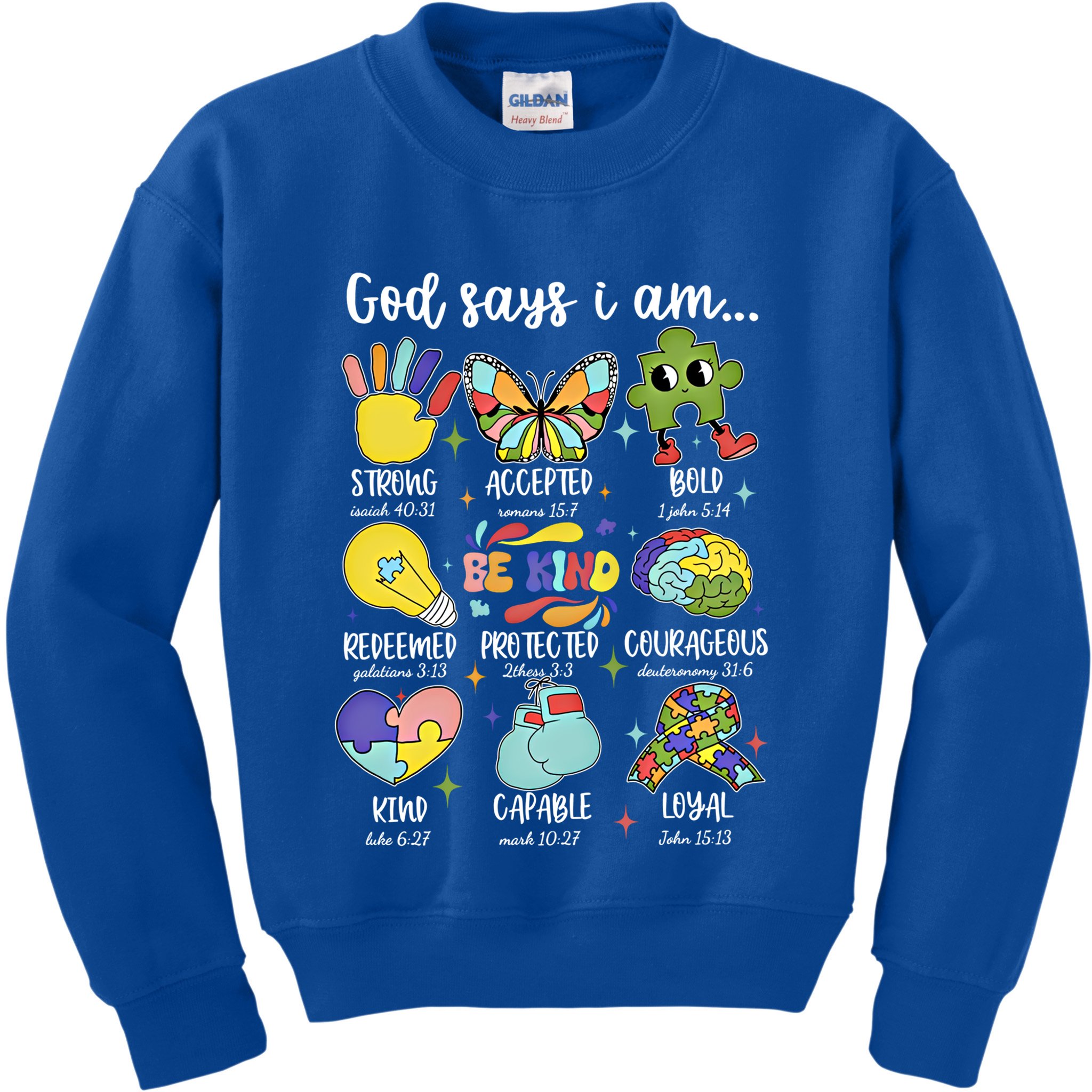 Retro God Says I Am Autism Be Kind Puzzle Autism Awareness Gift Kids Sweatshirt