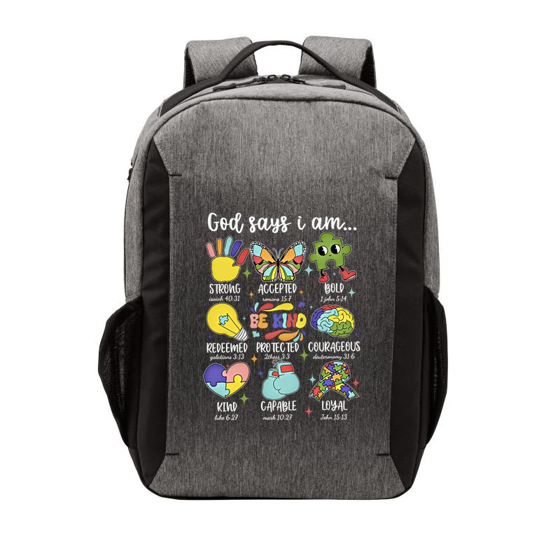 Retro God Says I Am Autism Be Kind Puzzle Autism Awareness Gift Vector Backpack