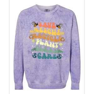 Retro Groovy Save Bees Rescue Animals Recycle Earth Day 2024 Colorblast Crewneck Sweatshirt